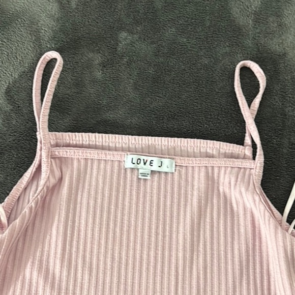 Love J Ribbed Tank Top Square‎ Neck Sleeveless Casual Pink Top Size L - Picture 3 of 3